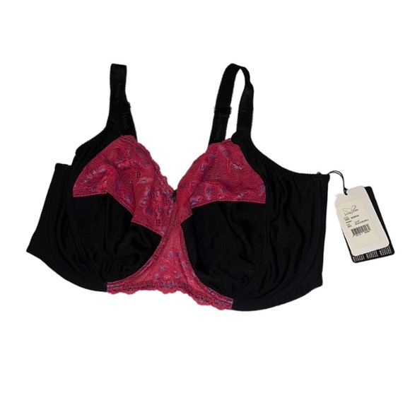 🆕 Love Love “Sabina” Black and Pink Underwire Bra - Size 46H / H46 - Picture 9 of 9